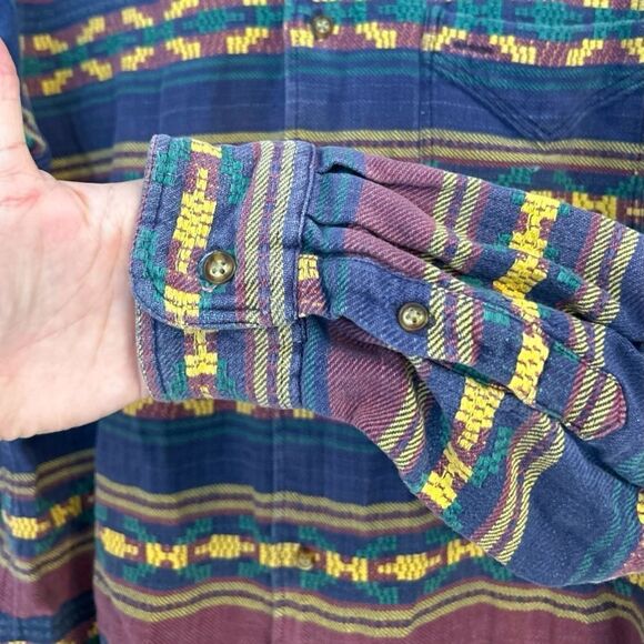 Sero Shirtmakers Western Aztec Button Down Washed Cotton Shacket, Size XL - Picture 3 of 6